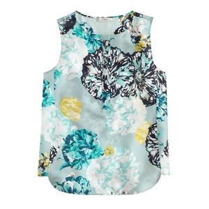 J.Crew Silk Popover in Aquatic Floral